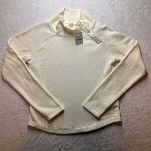Crewcuts Girl's Button Neck Sweatshirt Striped Placket Ivory XL
